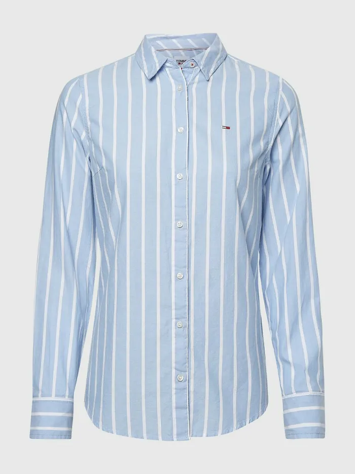 Tommy Hilfiger Essential Stripe Slim Fit Shirt WhiteModerate Blue Womens Shirts and Blouses Gift 4 You