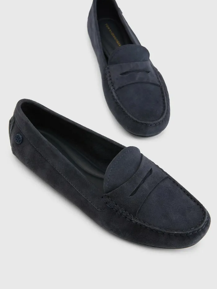 Tommy Hilfiger Essential Suede Moccasins Desert Sky Womens Flat Shoes For Sale