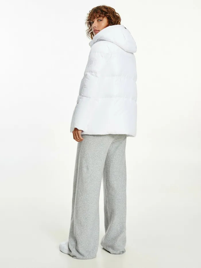 Tommy Hilfiger Essential Th Protect Padded Logo Coat Th Optic White Womens Coats and Jackets On Sale