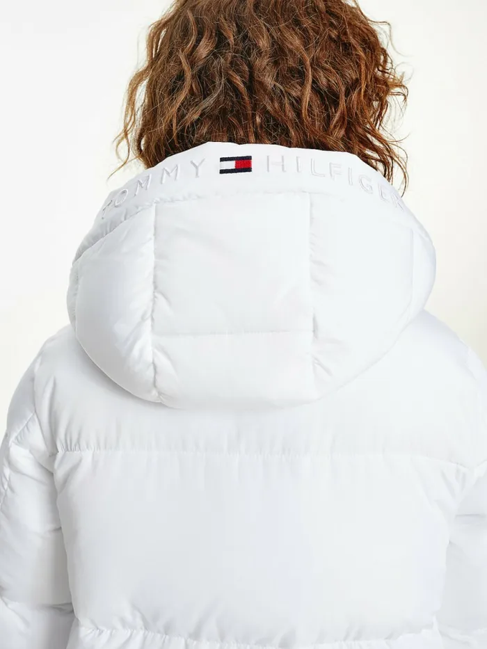 Tommy Hilfiger Essential Th Protect Padded Logo Coat Th Optic White Womens Coats and Jackets On Sale