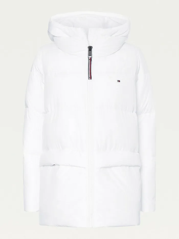 Tommy Hilfiger Essential Th Protect Padded Logo Coat Th Optic White Womens Coats and Jackets On Sale