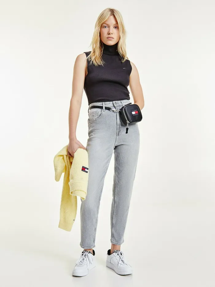 Tommy Hilfiger Essential Turtleneck Sleeveless Slim Vest Black Womens TShirts On Sale Tommy Hilfiger Essential Turtleneck Sleeveless Slim Vest Black Womens TShirts On Sale