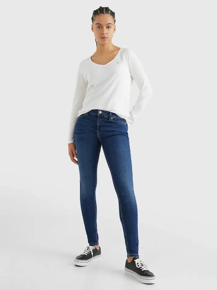 Tommy Hilfiger Essential VNeck Long Sleeve TShirt White Womens TShirts Gift 4 You