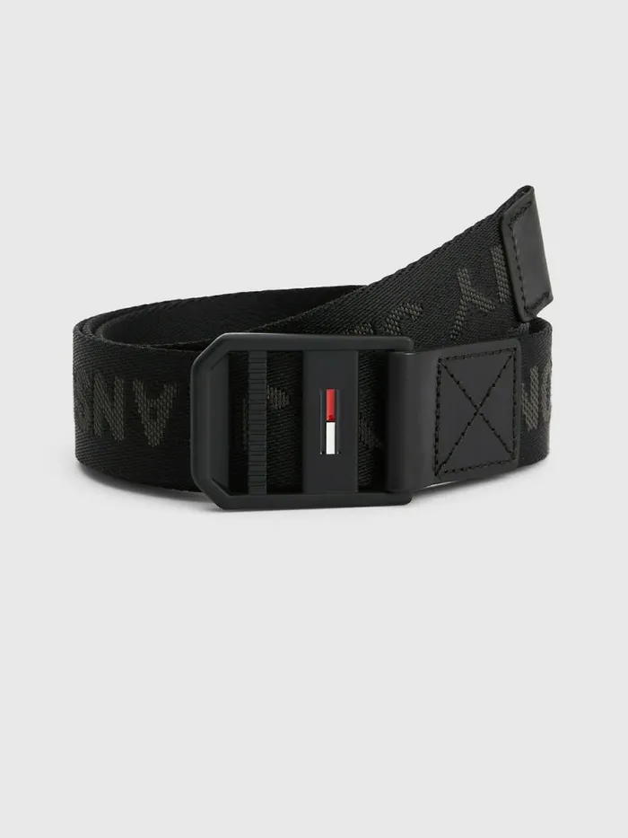 Tommy Hilfiger Essential Webbing Logo Belt Black Mens Belts Near Me