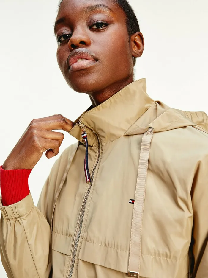 Tommy Hilfiger Essential Windbreaker Jacket Camel Womens Coats and Jackets For Sale