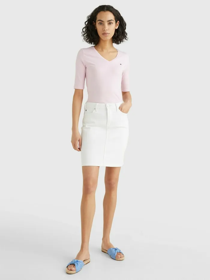 Tommy Hilfiger Essentials Slim Fit Half Sleeve TShirt Pastel Pink Womens TShirts Sale