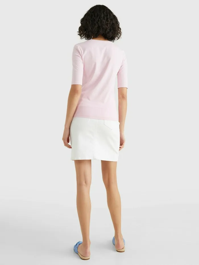 Tommy Hilfiger Essentials Slim Fit Half Sleeve TShirt Pastel Pink Womens TShirts Sale