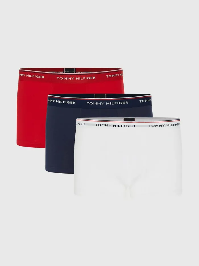 Tommy Hilfiger Exclusive 3Pack Organic Cotton Trunks WhiteTango RedPeacoat Mens Underwear Casaul Tommy Hilfiger Exclusive 3Pack Organic Cotton Trunks WhiteTango RedPeacoat Mens Underwear Casaul