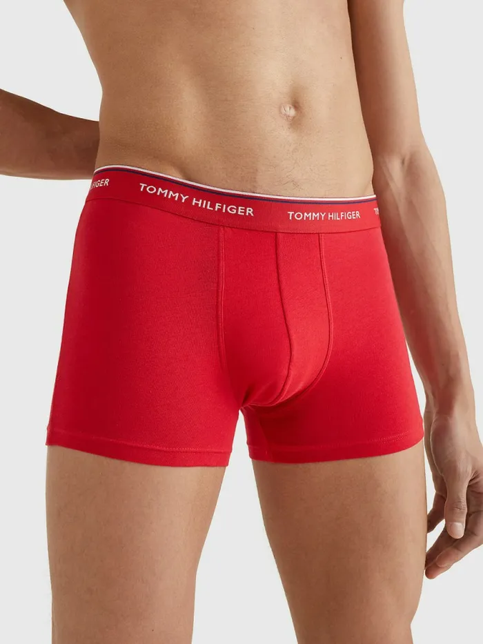 Tommy Hilfiger Exclusive 3Pack Organic Cotton Trunks WhiteTango RedPeacoat Mens Underwear Casaul