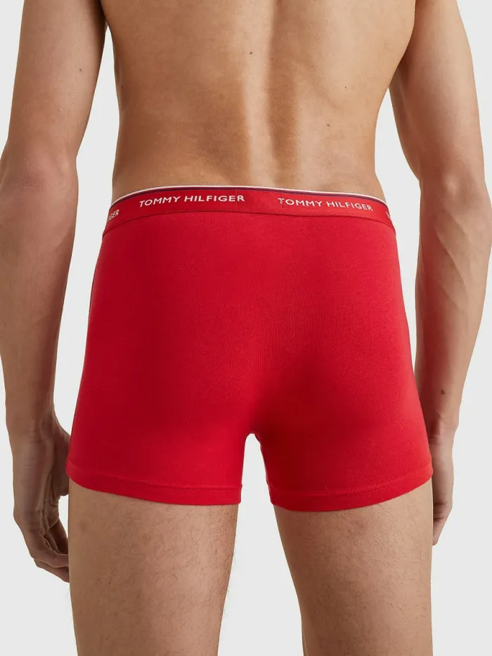 Tommy Hilfiger Exclusive 3Pack Organic Cotton Trunks WhiteTango RedPeacoat Mens Underwear Casaul