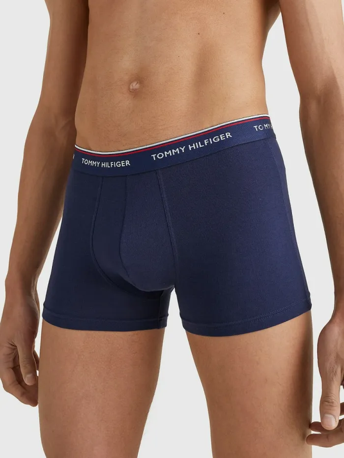 Tommy Hilfiger Exclusive 3Pack Organic Cotton Trunks WhiteTango RedPeacoat Mens Underwear Casaul