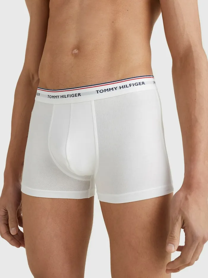 Tommy Hilfiger Exclusive 3Pack Organic Cotton Trunks WhiteTango RedPeacoat Mens Underwear Casaul