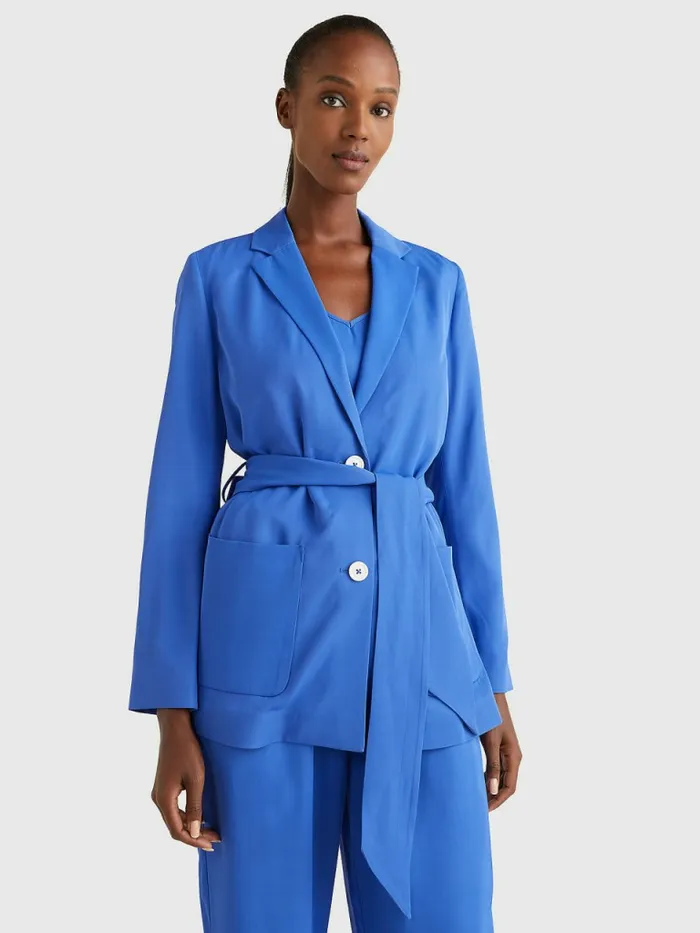 Tommy Hilfiger Exclusive Belted Blazer Verona Blue Womens Blazers