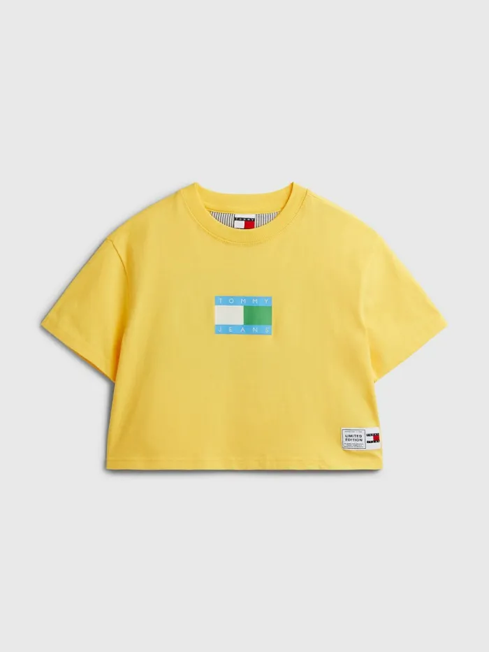 Tommy Hilfiger Exclusive Pop Drop Cropped TShirt Tuscan Sun Womens TShirts Near Me Tommy Hilfiger Exclusive Pop Drop Cropped TShirt Tuscan Sun Womens TShirts Near Me