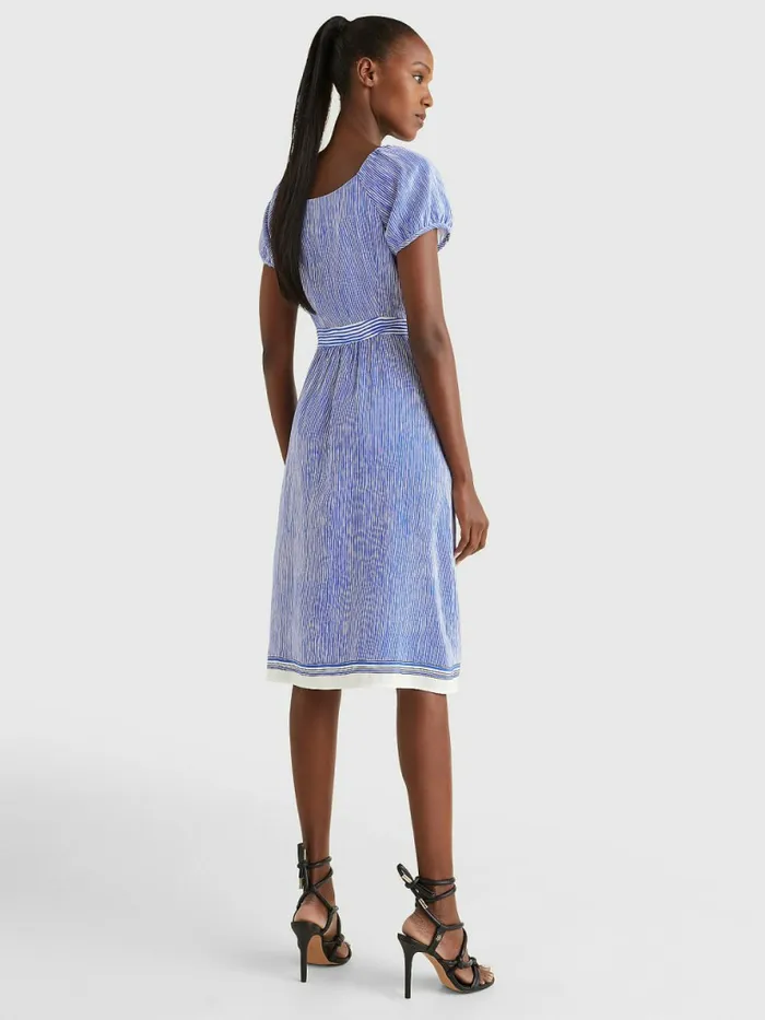 Tommy Hilfiger Exclusive Stripe Midi Wrap Dress Handpainted Ithaca StpVerona Blue Womens Dresses and Jumpsuits Gift 4 You
