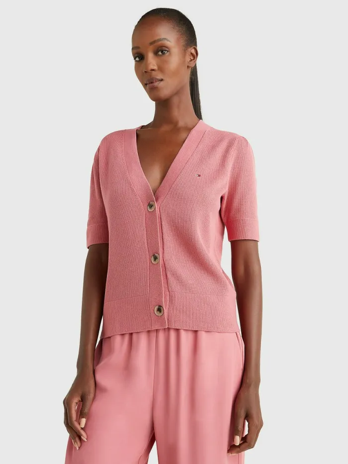 Tommy Hilfiger Exclusive ThreeQuarterSleeve Cardigan English Pink Womens Knitwear Gift 4 You Tommy Hilfiger Exclusive ThreeQuarterSleeve Cardigan English Pink Womens Knitwear Gift 4 You