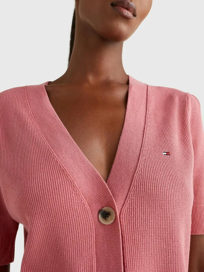 Tommy Hilfiger Exclusive ThreeQuarterSleeve Cardigan English Pink Womens Knitwear Gift 4 You