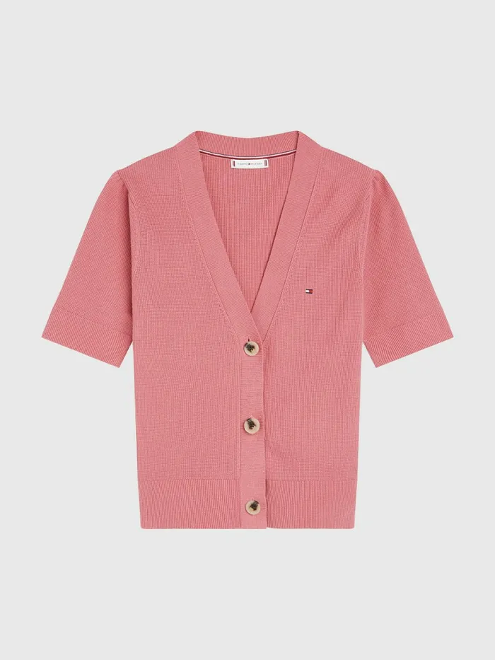 Tommy Hilfiger Exclusive ThreeQuarterSleeve Cardigan English Pink Womens Knitwear Gift 4 You