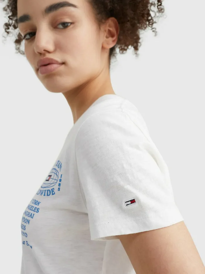 Tommy Hilfiger Expedition Logo TShirt White Womens TShirts On Sale