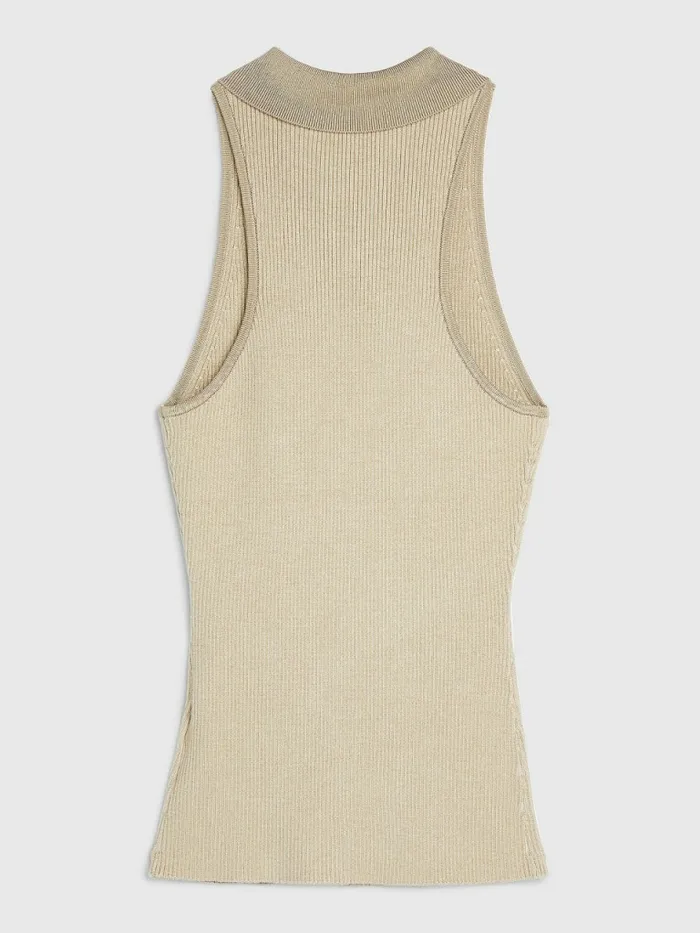 Tommy Hilfiger Extra Slim Fit Sleeveless Crest Polo Desert Womens Polo Shirts Gift for Friend