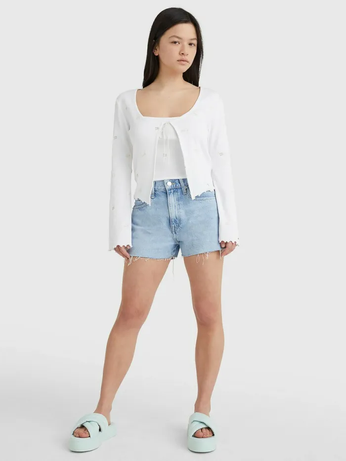 Tommy Hilfiger Faded Raw Hem Denim Hotpants Denim Light Womens Shorts Gift Ideas