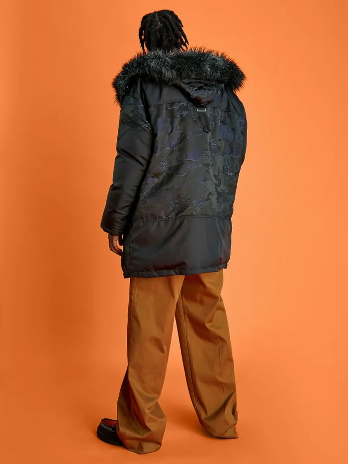 Tommy Hilfiger Faux Down Mountain Parka Desert SkyMulti Mens Coats and Jackets For Sale