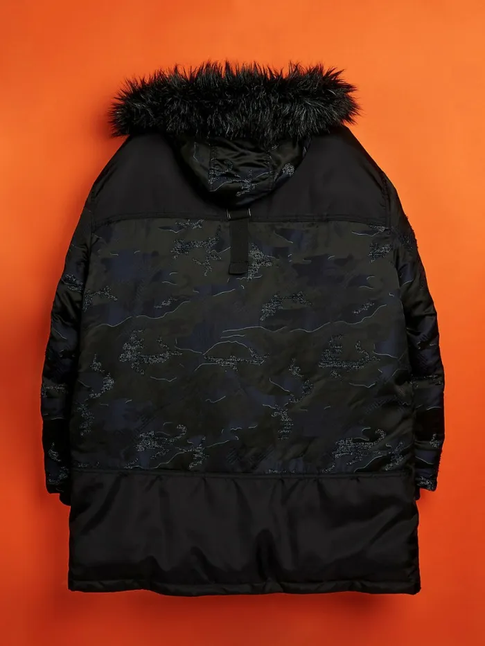 Tommy Hilfiger Faux Down Mountain Parka Desert SkyMulti Mens Coats and Jackets For Sale