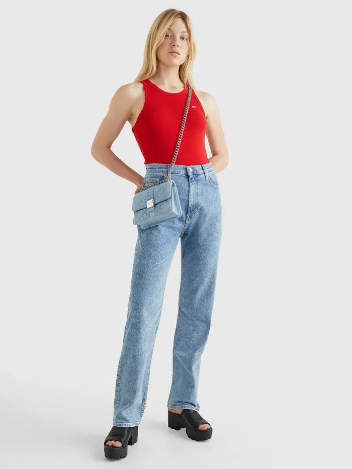 Tommy Hilfiger Feminine Ribbed Tank Top Deep Crimson Womens TShirts For Sale