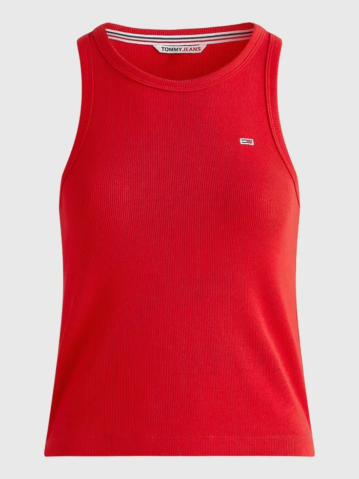 Tommy Hilfiger Feminine Ribbed Tank Top Deep Crimson Womens TShirts For Sale