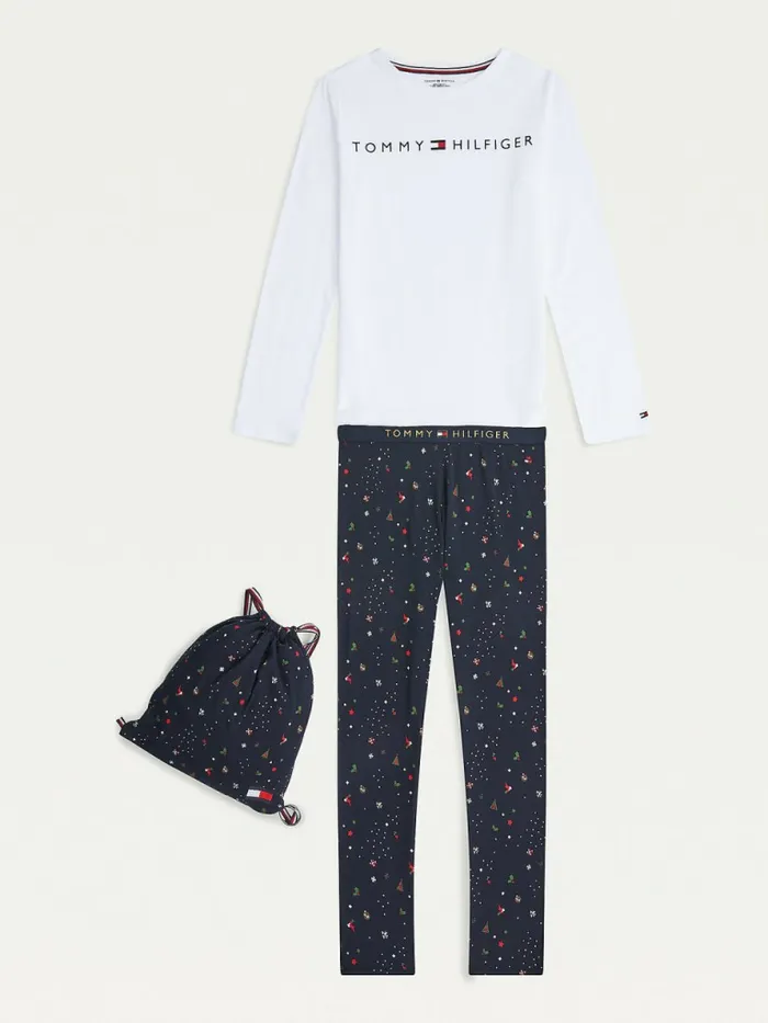 Tommy Hilfiger Festive Leggings Pyjama Gift Set WhiteFestive Scatter Girls Underwear and Socks Gift Ideas
