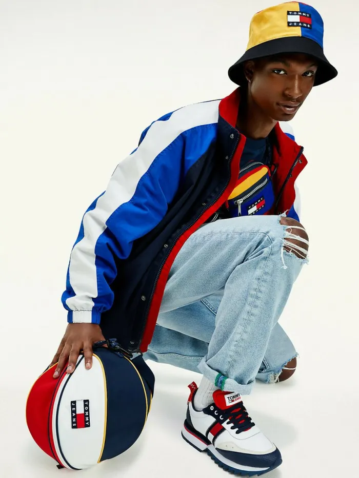 Tommy Hilfiger Flag Badge ColourBlocked Bucket Hat Colorblock Mens Hats and Scarves Gift Ideas