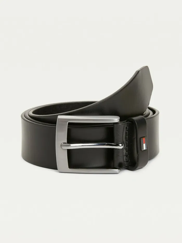 Tommy Hilfiger Flag Detail Leather Belt Black Mens Belts Near Me
