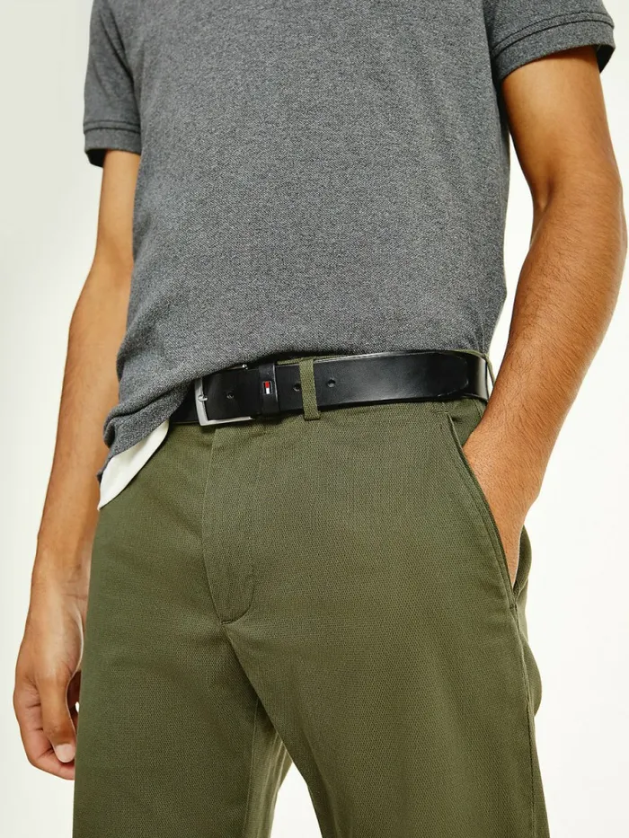 Tommy Hilfiger Flag Detail Leather Belt Black Mens Belts Near Me