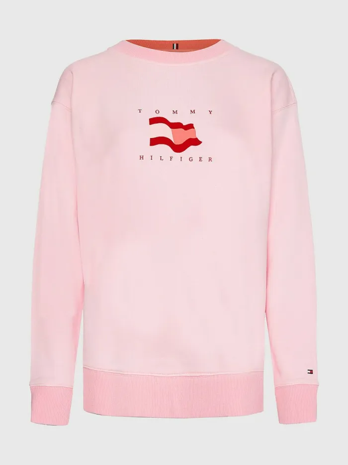 Tommy Hilfiger Flag Detail Relaxed Fit Sweatshirt Pastel Pink Womens Sweatshirts and Hoodies Casaul Tommy Hilfiger Flag Detail Relaxed Fit Sweatshirt Pastel Pink Womens Sweatshirts and Hoodies Casaul