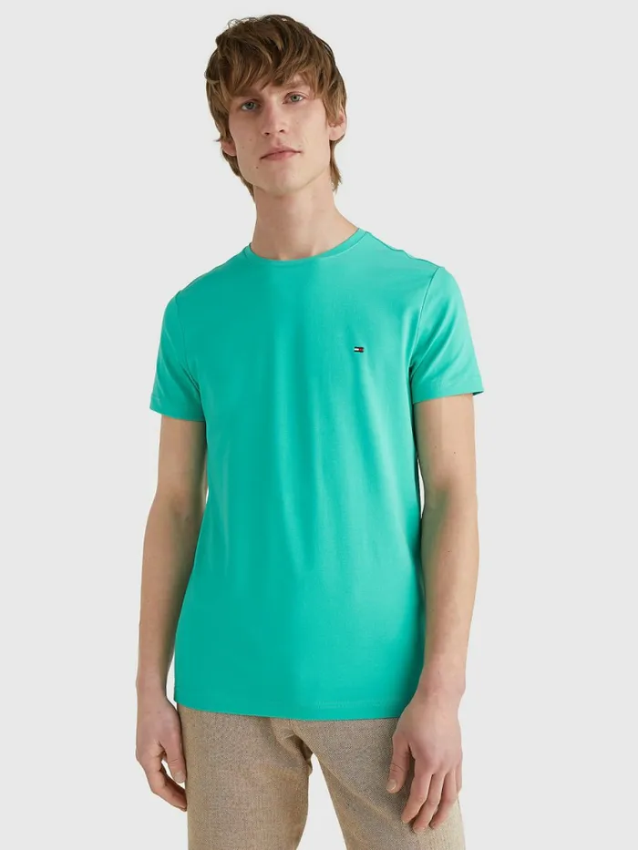 Tommy Hilfiger Flag Embroidery Slim Fit TShirt Aloha Green Mens TShirts For Sale Tommy Hilfiger Flag Embroidery Slim Fit TShirt Aloha Green Mens TShirts For Sale