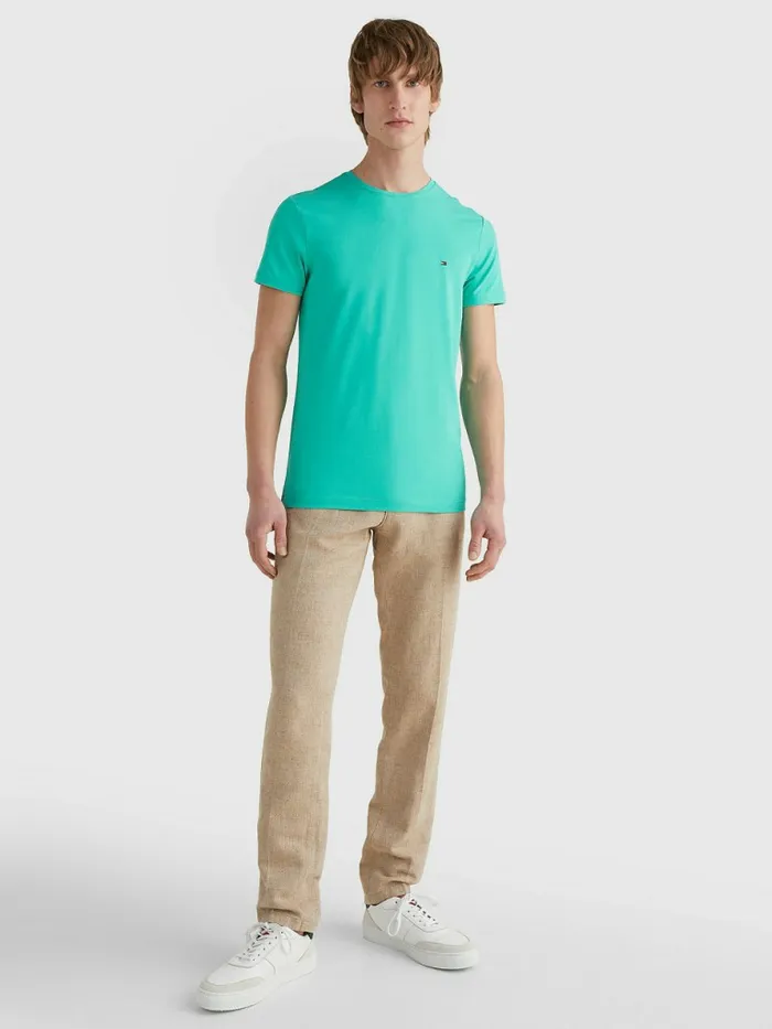 Tommy Hilfiger Flag Embroidery Slim Fit TShirt Aloha Green Mens TShirts For Sale