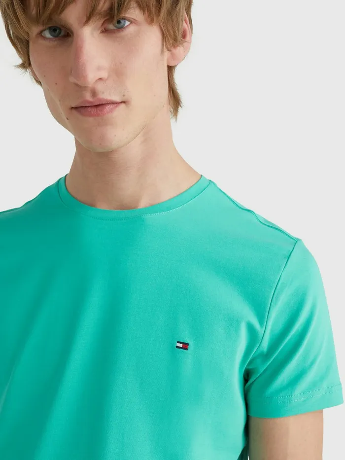 Tommy Hilfiger Flag Embroidery Slim Fit TShirt Aloha Green Mens TShirts For Sale