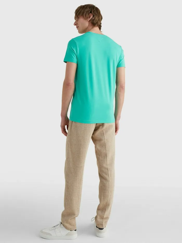Tommy Hilfiger Flag Embroidery Slim Fit TShirt Aloha Green Mens TShirts For Sale
