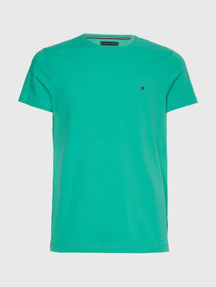 Tommy Hilfiger Flag Embroidery Slim Fit TShirt Aloha Green Mens TShirts For Sale