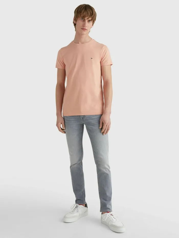 Tommy Hilfiger Flag Embroidery Slim Fit TShirt Guava Mens TShirts Near Me
