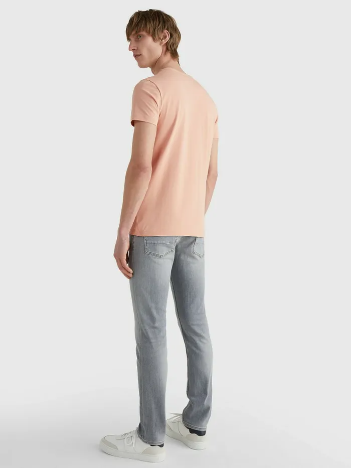 Tommy Hilfiger Flag Embroidery Slim Fit TShirt Guava Mens TShirts Near Me