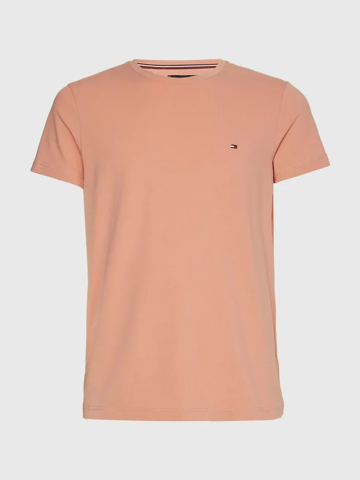 Tommy Hilfiger Flag Embroidery Slim Fit TShirt Guava Mens TShirts Near Me