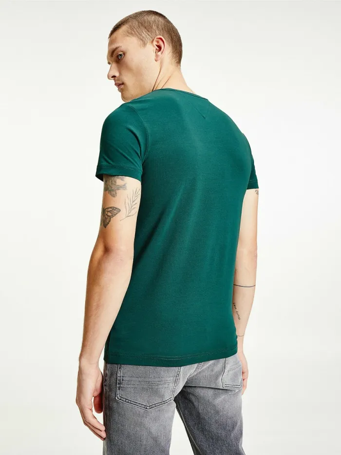 Tommy Hilfiger Flag Embroidery Slim Fit TShirt Hunter Mens TShirts Gift for Friend