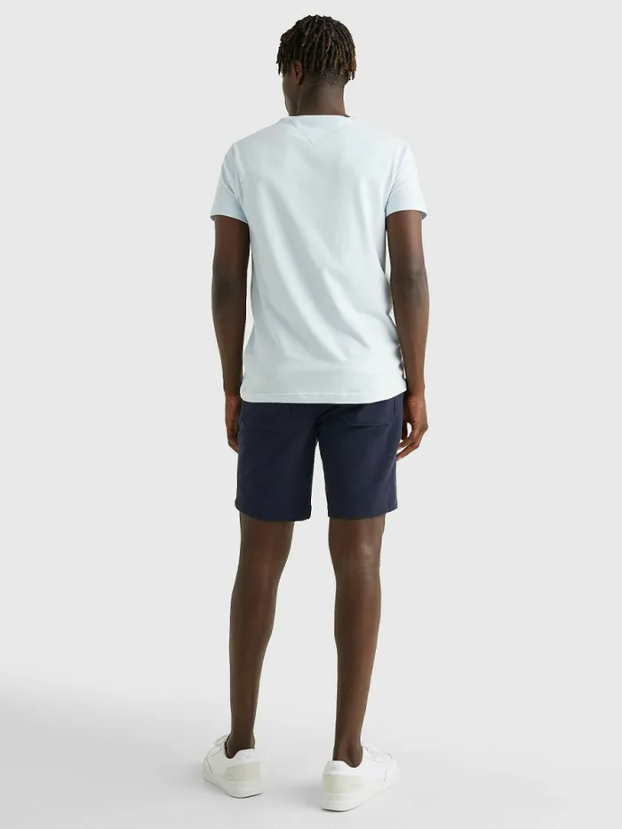 Tommy Hilfiger Flag Embroidery Slim Fit TShirt Luminous Blue Mens TShirts Gift for Friend