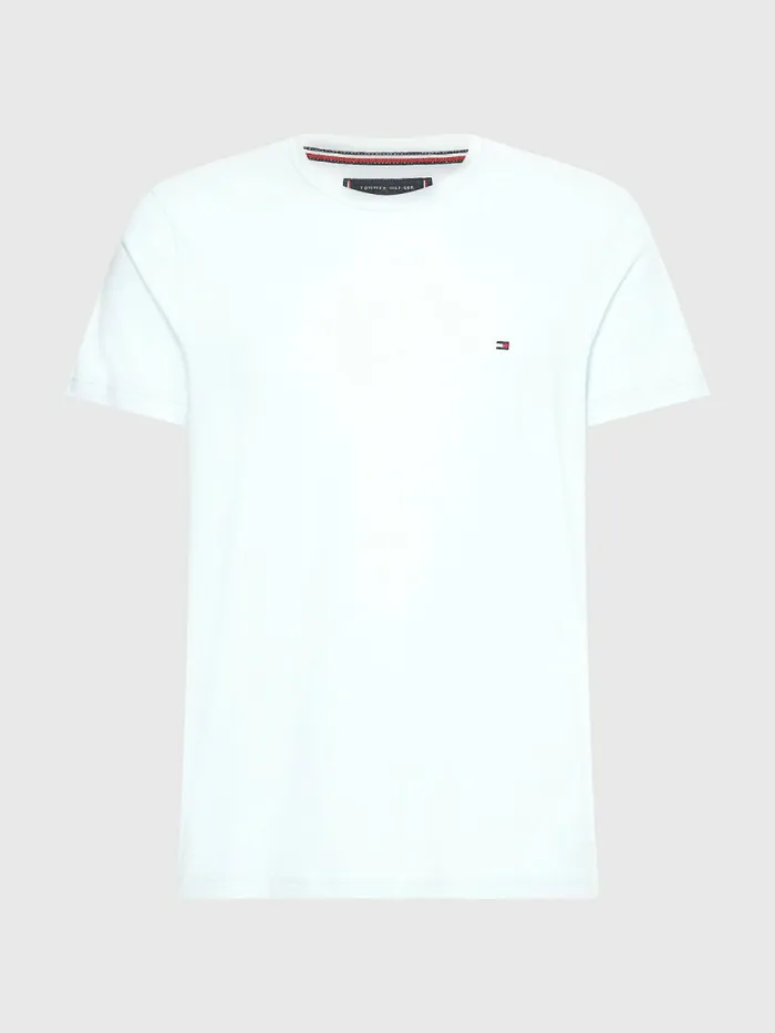 Tommy Hilfiger Flag Embroidery Slim Fit TShirt Luminous Blue Mens TShirts Gift for Friend