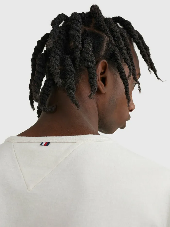 Tommy Hilfiger Flag Embroidery TShirt Feather White Mens TShirts Sale