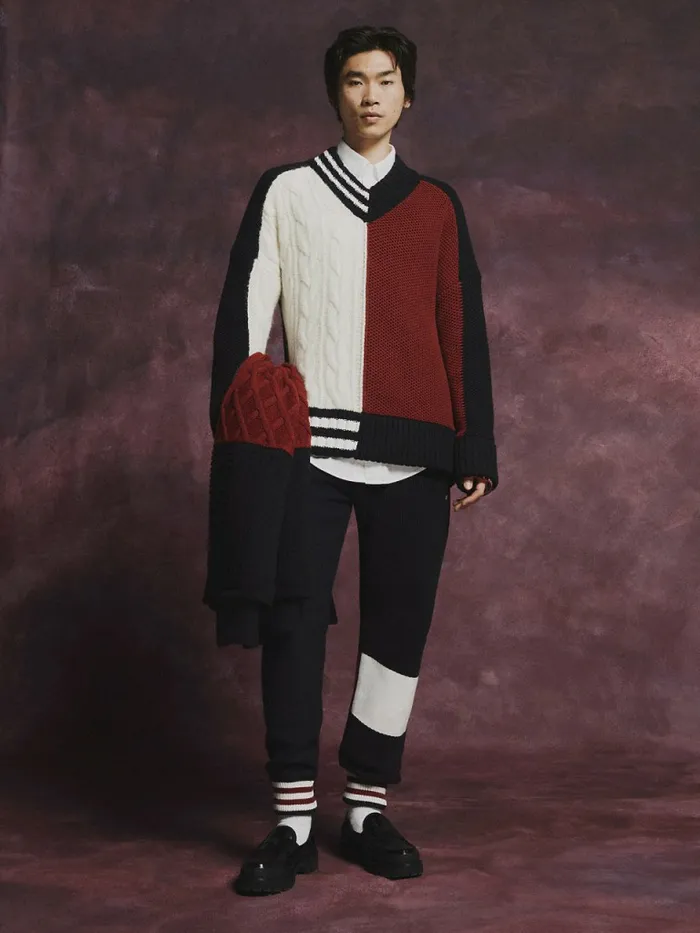 Tommy Hilfiger Flag Icon Knitted Cricket Jumper Desert Sky Mens Knitwear Online