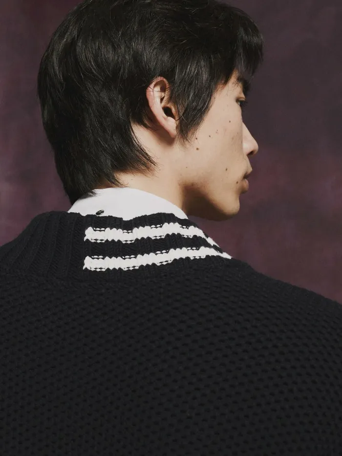 Tommy Hilfiger Flag Icon Knitted Cricket Jumper Desert Sky Mens Knitwear Online
