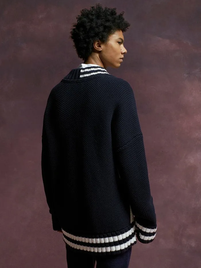 Tommy Hilfiger Flag Icon Knitted Cricket Jumper Desert Sky Mens Knitwear Online