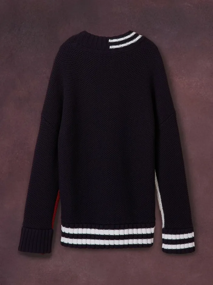 Tommy Hilfiger Flag Icon Knitted Cricket Jumper Desert Sky Mens Knitwear Online